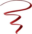Een rode lijn van lip liner, getrokken in een zwierige curve.