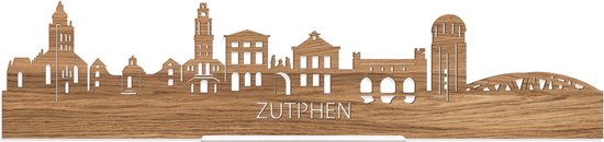 Standing Skyline Zutphen Eikenhout - 60 cm - Woondecoratie design - Decoratie om neer te zetten en om op te hangen - Meer steden beschikbaar - Cadeau voor hem - Cadeau voor haar - Jubileum - Verjaardag - Housewarming - Interieur - WoodWideCities
