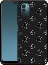 Nokia G11/G21 Hoesje Zwart Swallows - Designed by Cazy