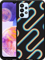 Hoesje Zwart Geschikt voor Galaxy A23 Retro Regenboog II