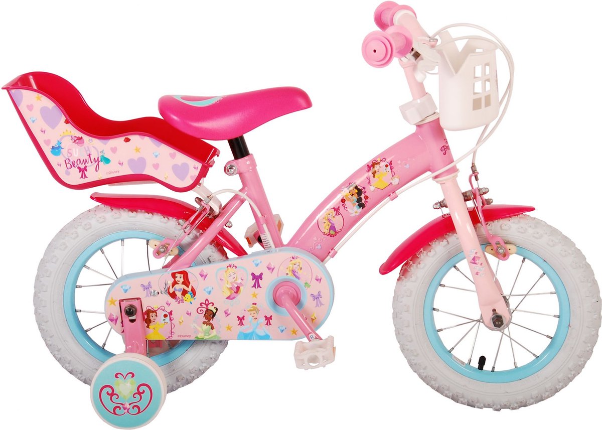 Disney Princess Kinderfiets Meisjes 12 inch Roze Poppenzitje Twee Handremmen
