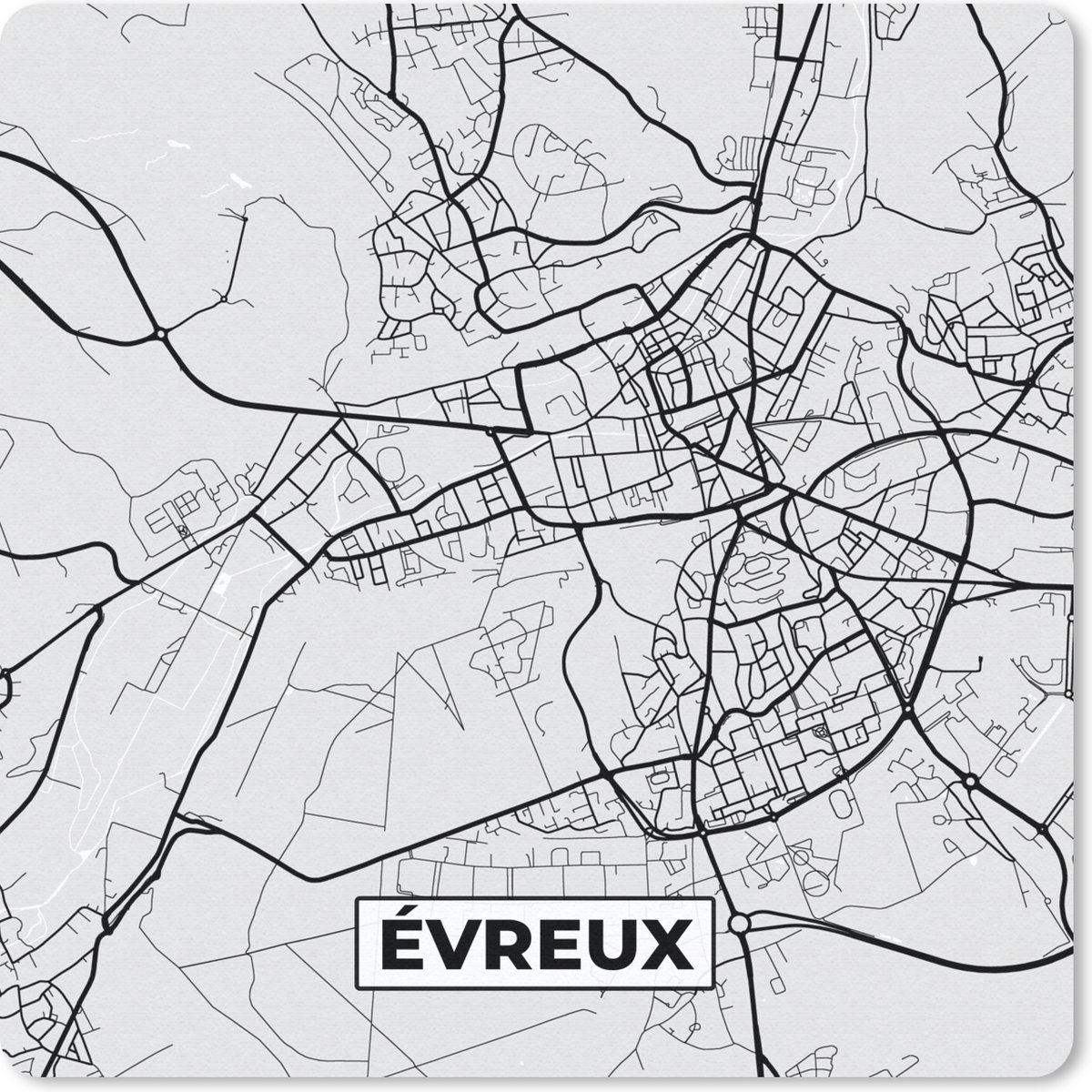 Muismat Klein - Kaart – Stadskaart – Frankrijk - Évreux - Plattegrond - 20x20 cm
