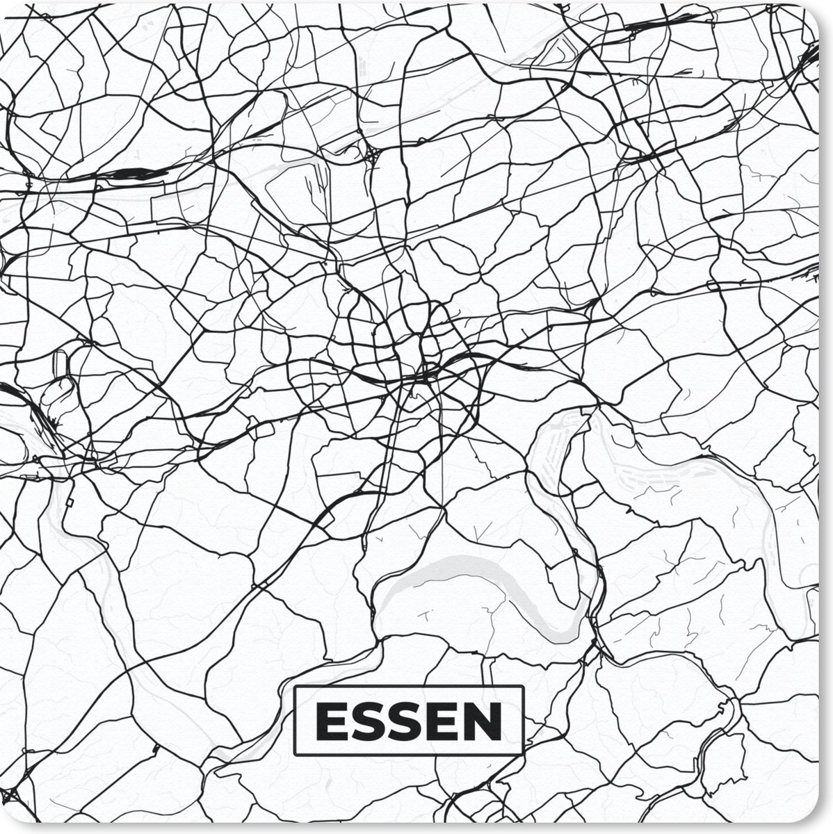 Muismat 30x30 cm - Mousepad Kaart - Essen - Plattegrond - Stadskaart - Muismatten - Stadskaart