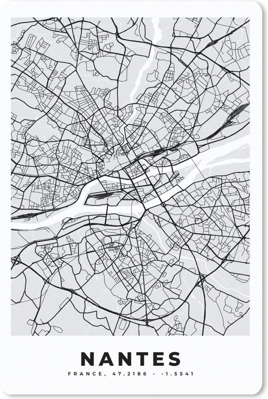 Muismat - Mousepad - Kaart - Stadskaart - Nantes - Plattegrond - Frankrijk - 18x27 cm - Muismatten