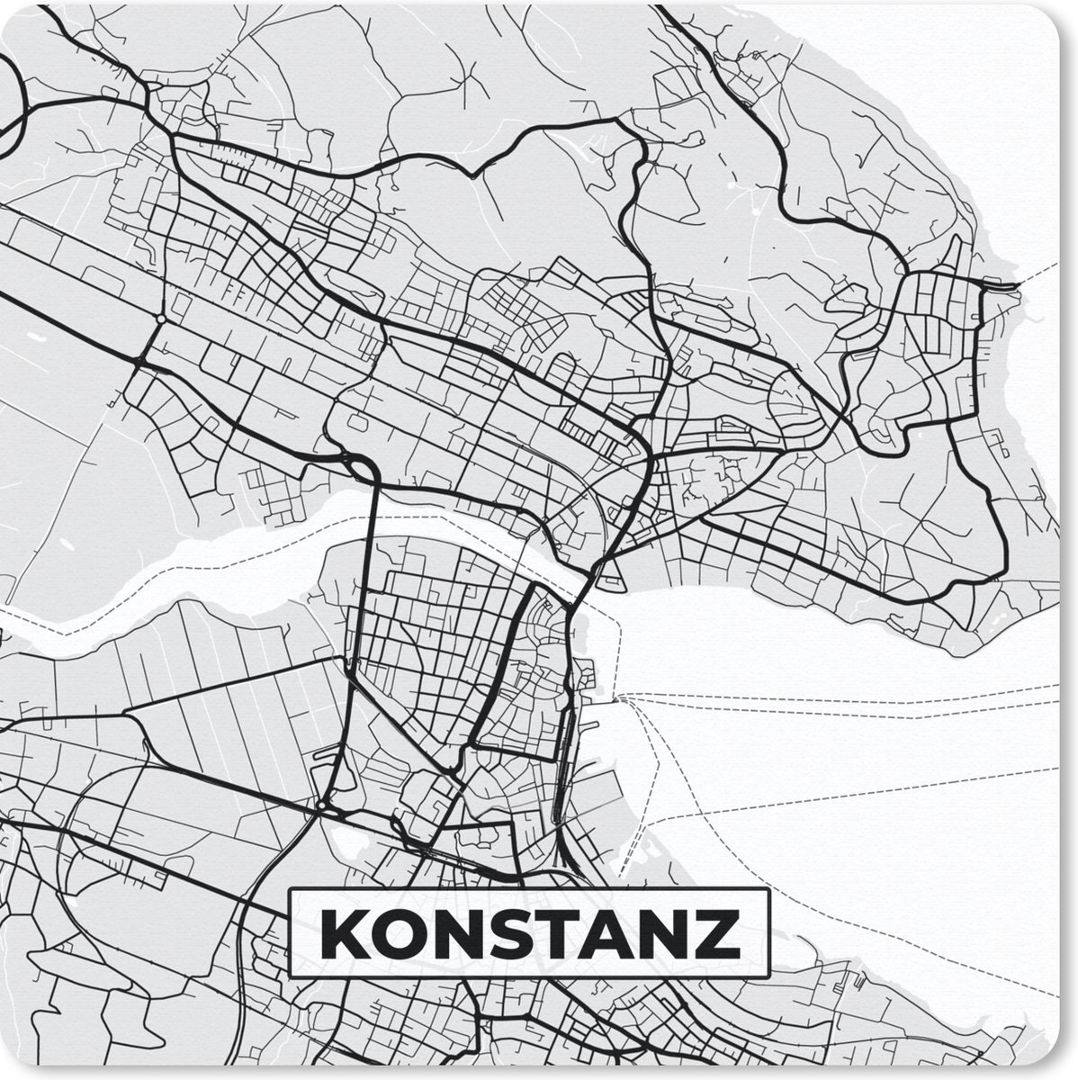 Muismat 20x20 cm - Mousepad Duitsland - Plattegrond - Kostanz - Kaart - Stadskaart - Muismatten - Stadskaart