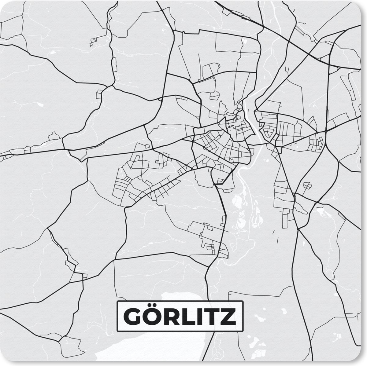 Muismat 20x20 cm - Mousepad Stadskaart - Plattegrond - Görlitz - Duitsland - Kaart - Muismatten - Stadskaart