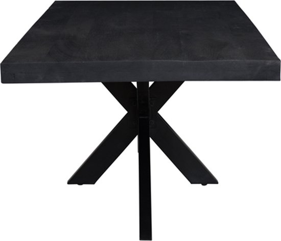 Eettafel met metalen spinpoot 240cm - rechte rand  - zwart - Parker collectie