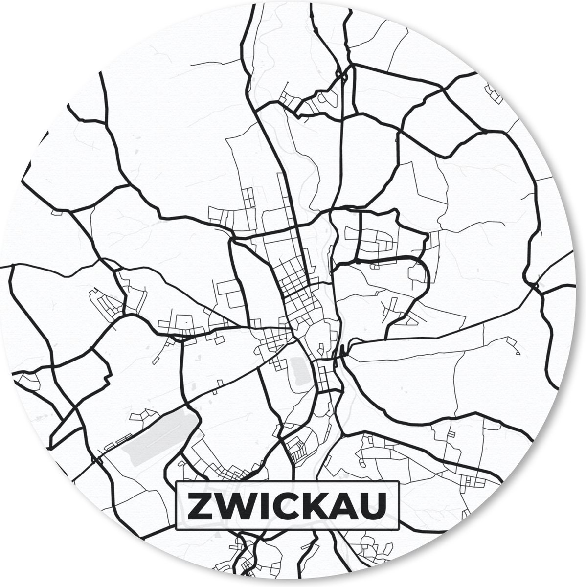 Muismat rond 40x40 cm - Mousepad Stadskaart - Plattegrond - Zwickau - Kaart - Ronde muismatten - Stadskaart