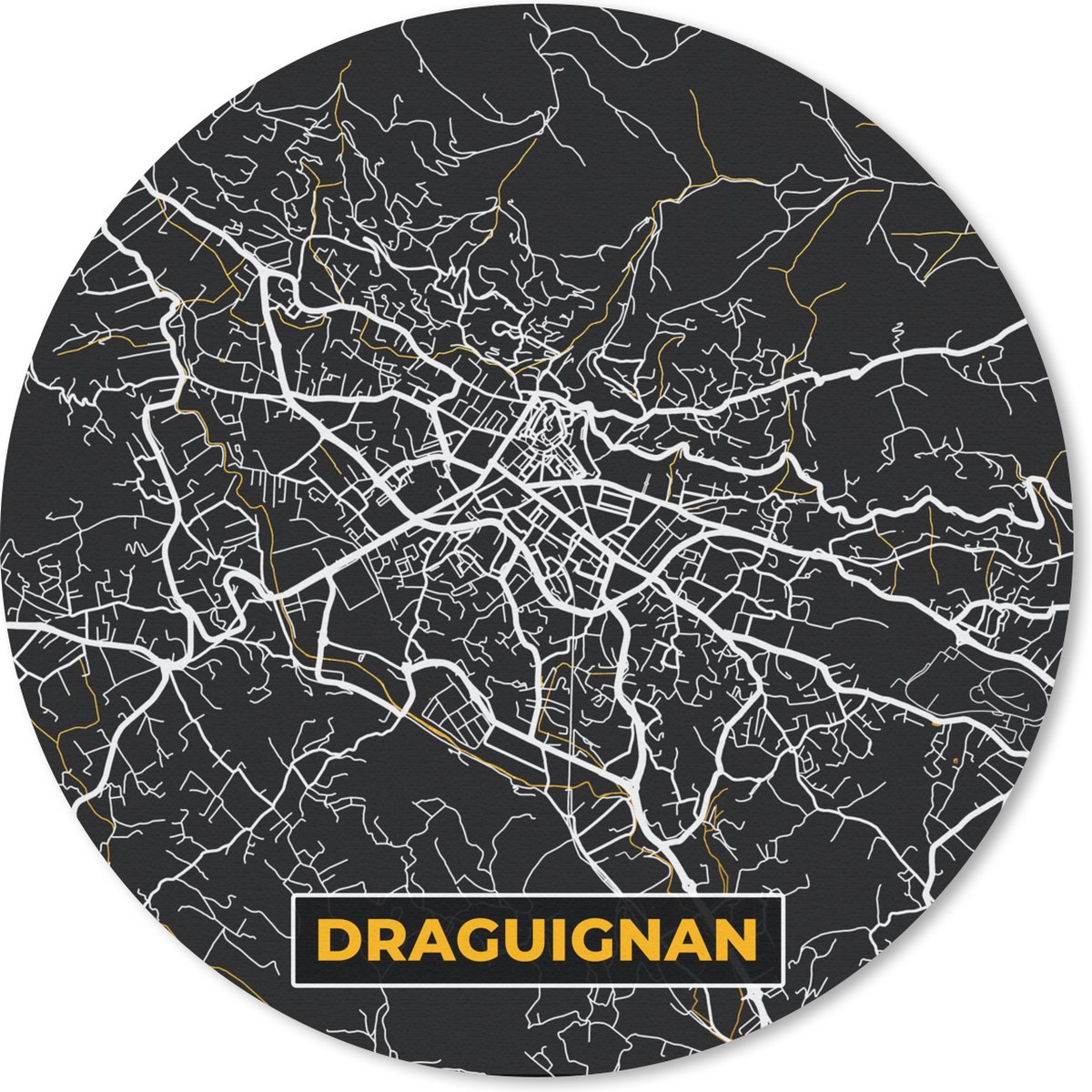 Muismat rond 50x50 cm - Mousepad Draguignan - Stadkaart - Plattegrond - Kaart - Frankrijk - Ronde muismatten - Stadskaart