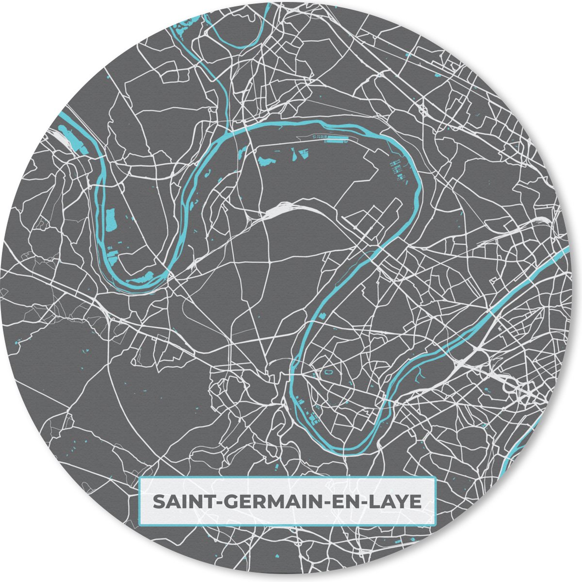 Muismat rond 20x20 cm - Mousepad Saint-Germain-en-Laye - Frankrijk - Kaart - Stadkaart - Plattegrond - Ronde muismatten - Stadskaart