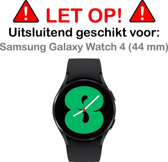 Zwarte smartwatch met groene wijzerplaat, 'LET OP! Uitsluitend geschikt voor Samsung Galaxy Watch 4 (44 mm)'