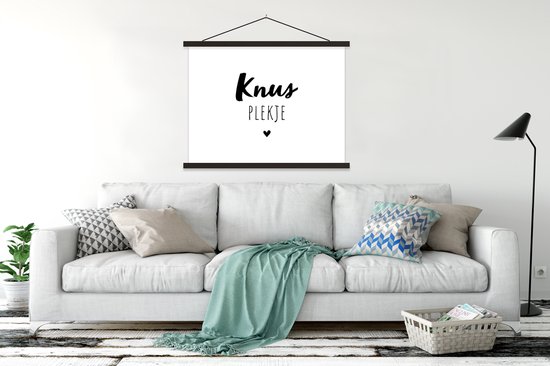 Posterhanger incl. Poster 150x113 cm - Schoolplaat - Quotes - Knus plekje - Tuin - Tekst - Textielposter - Blanke latten