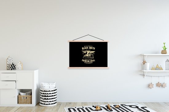 Porte-affiche avec affiche - Affiche scolaire - Mancave - Enclume - Vintage - Zwart - 90x60 cm - Lattes vierges - Cadeau Vaderdag - Cadeau - Cadeau pour lui - Astuce - Hommes