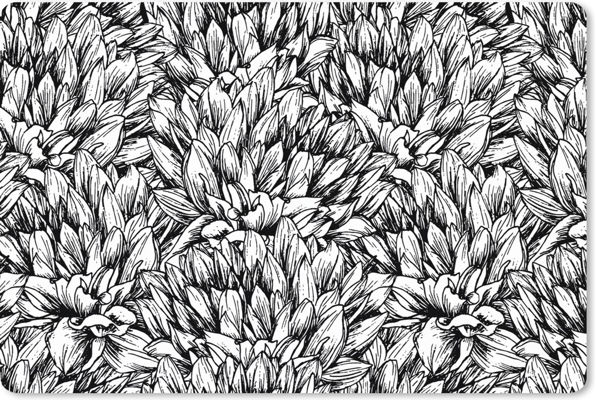Muismat XXL 120x80 cm - Bureau onderlegger - Bureau mat Bloemen - Zentangle - Patronen - Bureaumat - Gaming mousepad xl - Bureaulegger groot - Computer deskmat