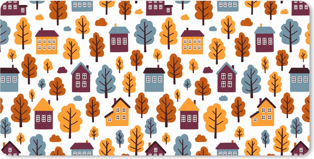 Muismat XXL 80x40 cm - Bureau onderlegger - Bureau mat Patronen - Huis - Bomen - Bureaumat - Gaming mousepad xl - Bureaulegger groot - Computer deskmat