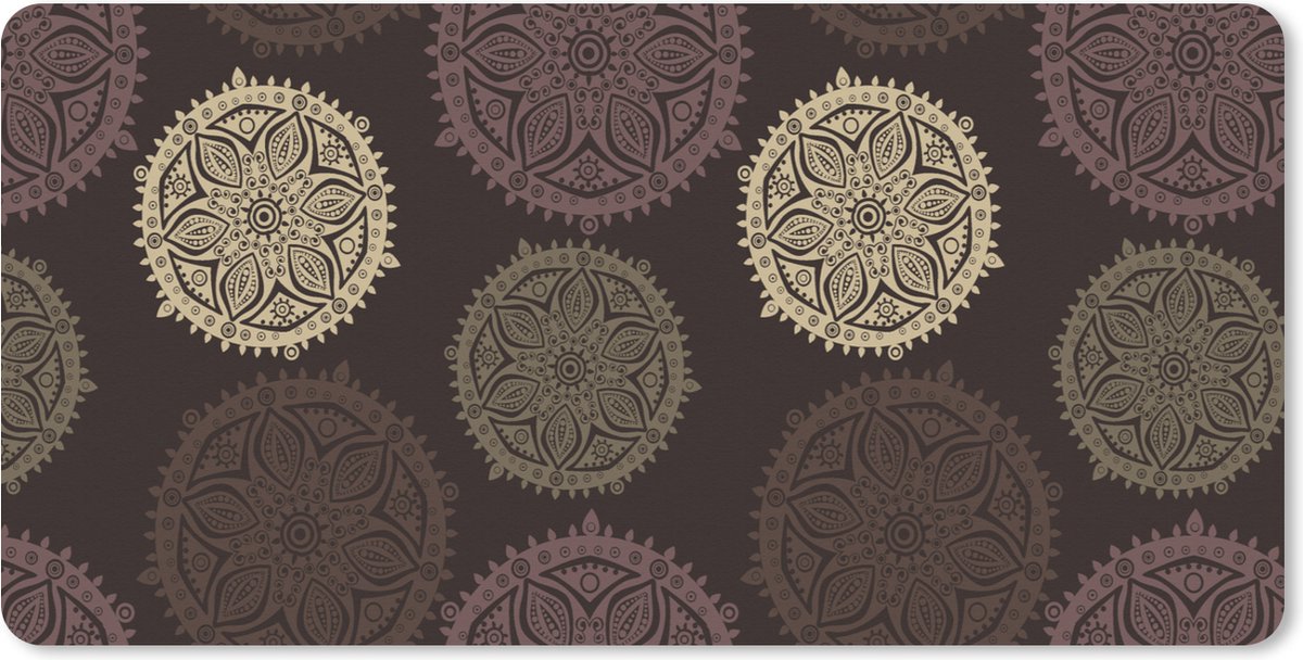 Muismat XXL 100x50 cm - Bureau onderlegger - Bureau mat Design - Mandala - Bruin - Bureaumat - Gaming mousepad xl - Bureaulegger groot - Computer deskmat