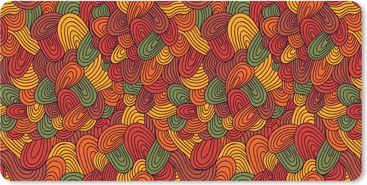 Muismat XXL 90x45 cm - Bureau onderlegger - Bureau mat Abstract - Boho - Patronen - Herfst - Bureaumat - Gaming mousepad xl - Bureaulegger groot - Computer deskmat