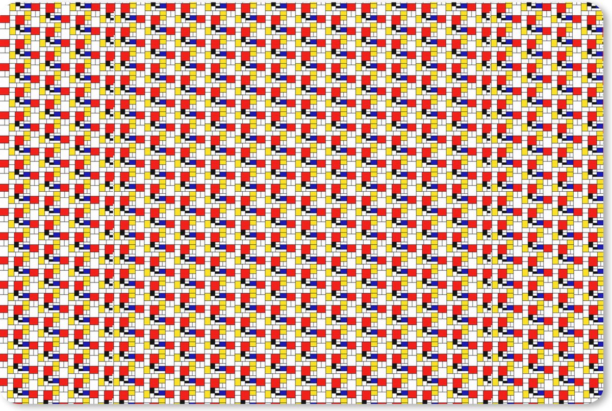 Muismat XXL 90x60 cm - Bureau onderlegger - Bureau mat Vormen - Neoplasticisme - Kunst - Patronen - Mondriaan - Bureaumat - Gaming mousepad xl - Bureaulegger groot - Computer deskmat