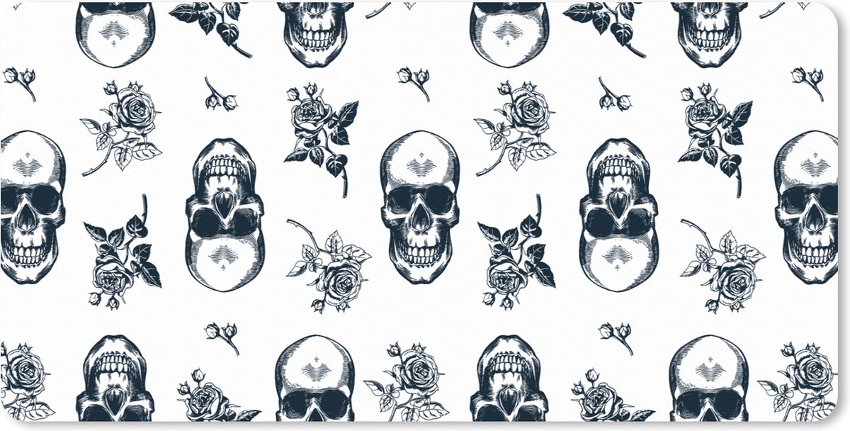 Muismat XXL - Bureau onderlegger - Bureau mat - Tieners - Skull - Bloemen - Patronen - 80x40 cm - XXL muismat