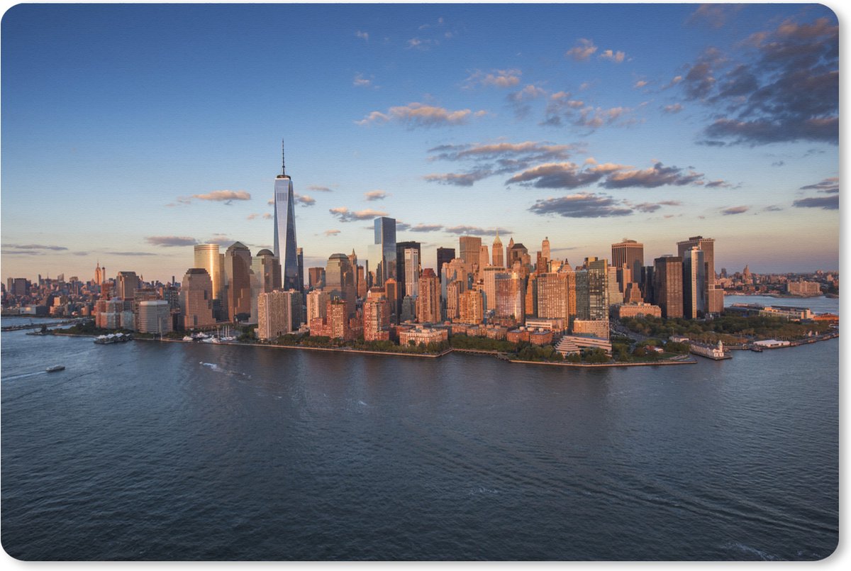 Muismat XXL 90x60 cm - Bureau onderlegger - Bureau mat New York - Skyline - Boot - Bureaumat - Gaming mousepad xl - Bureaulegger groot - Computer deskmat