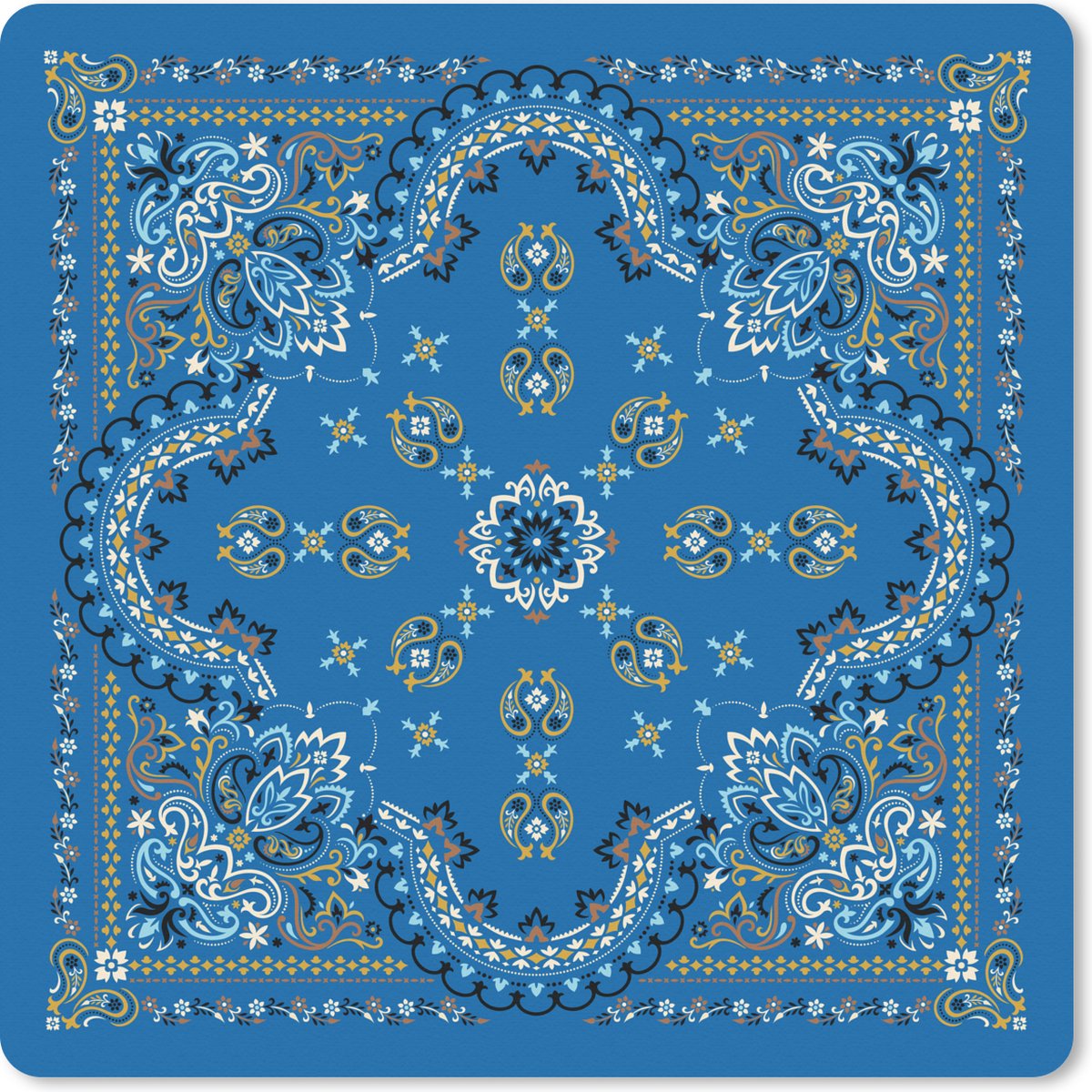 Muismat XXL 40x40 cm - Bureau onderlegger - Bureau mat Mandala - Patronen - Blauw - Bureaumat - Gaming mousepad xl - Bureaulegger groot - Computer deskmat
