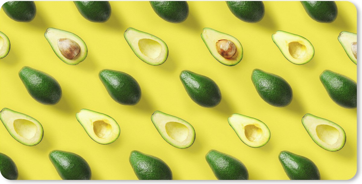 Muismat XXL 120x60 cm - Bureau onderlegger - Bureau mat Avocado - Fruit - Geel - Bureaumat - Gaming mousepad xl - Bureaulegger groot - Computer deskmat