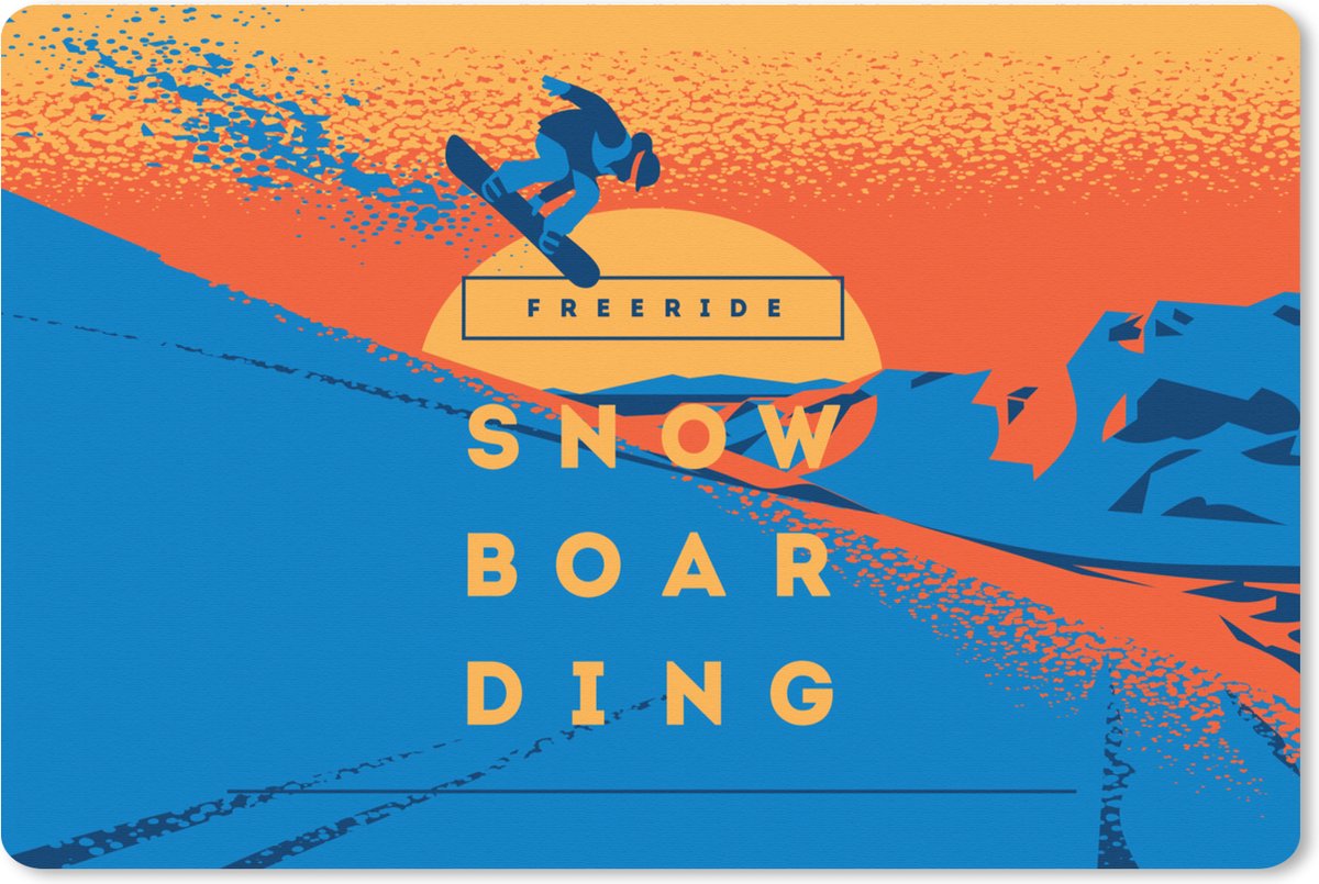 Muismat XXL 120x80 cm - Bureau onderlegger - Bureau mat 'Freeride snowboarding' - Quotes - Spreuken - Zonsopgang - Bureaumat - Gaming mousepad xl - Bureaulegger groot - Computer deskmat