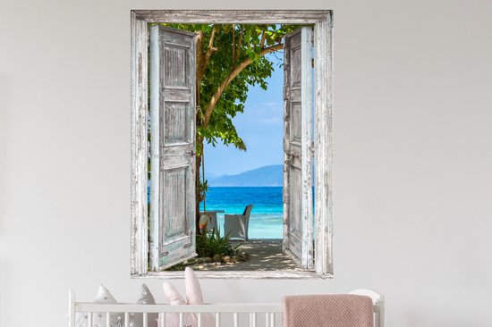 Stickers Stickers muraux - Plage - Tropical - Mer - Transparent - 90x120 cm - Film adhésif