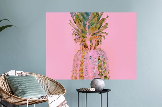 Stickers muraux - Film autocollant - Peinture - Ananas - Rose - Été - 80x60 cm - Film adhésif - Stickers muraux chambre d'enfant - Papier peint autocollant - Papier peint autocollant - Film autocollant