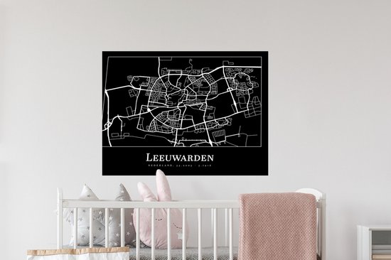 Stickers muraux - Plan de la ville - Leeuwarden - Carte - Carte - 80x60 cm - Feuille adhésive
