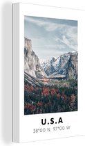 Canvas Schilderij Yosemite - Amerika - Wyoming - 40x60 cm - Wanddecoratie