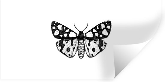 Muurstickers - Sticker Folie - Vlinder - Botanisch - Vintage - Zwart wit - 120x60 cm - Plakfolie - Muurstickers Kinderkamer - Zelfklevend Behang - Zelfklevend behangpapier - Stickerfolie