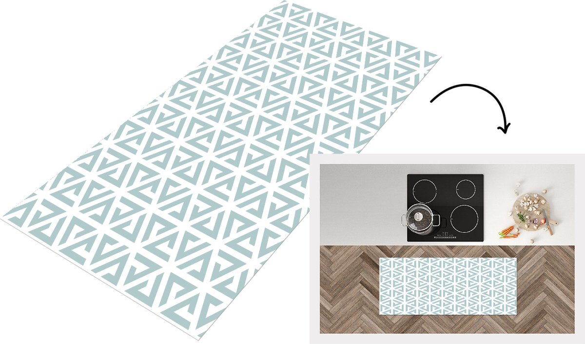 KitchenYeah Keukenloper - Loper keuken - Design - Geometrie - Patroon - Driehoek - 120x50 cm - Keukenloper vinyl Multicolor