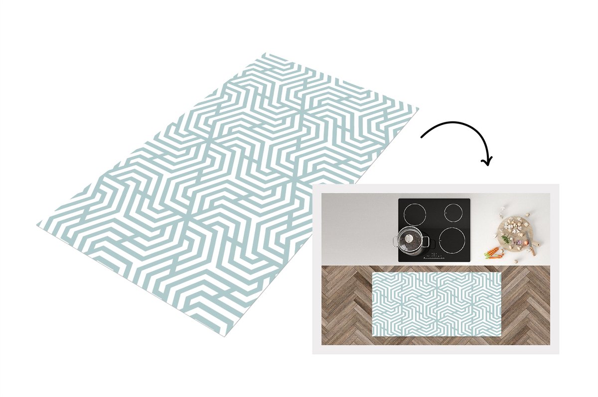 KitchenYeah Keukenloper - Loper keuken - Patronen - Abstract - Driehoek - Geometrie - 120x60 cm - Keukenloper vinyl Multicolor