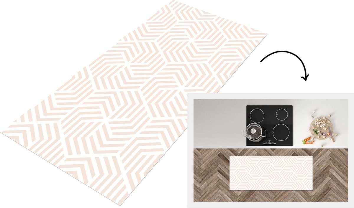 KitchenYeah Keukenloper - Loper keuken - Patroon - Geometrie - Design - Pastel - 120x50 cm - Keukenloper vinyl Multicolor
