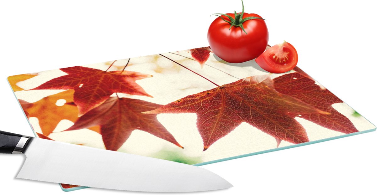 Glazen Snijplank - 28x20 - Herfstbladeren - November - Natuur - Bomen - Snijplanken Glas