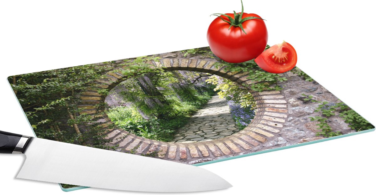 Glazen Snijplank - 28x20 - Bos - Stenen - Doorkijk - Pad - Snijplanken Glas