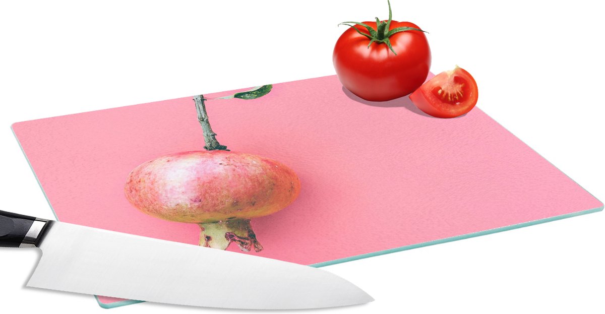 Glazen Snijplank - 28x20 - Planten - Zomer - Roze - Snijplanken Glas