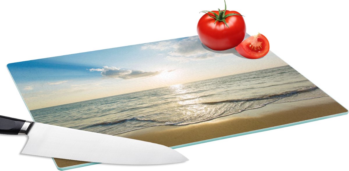 Glazen Snijplank - 39x28 - Zee - Zomer - Strand - Snijplanken Glas
