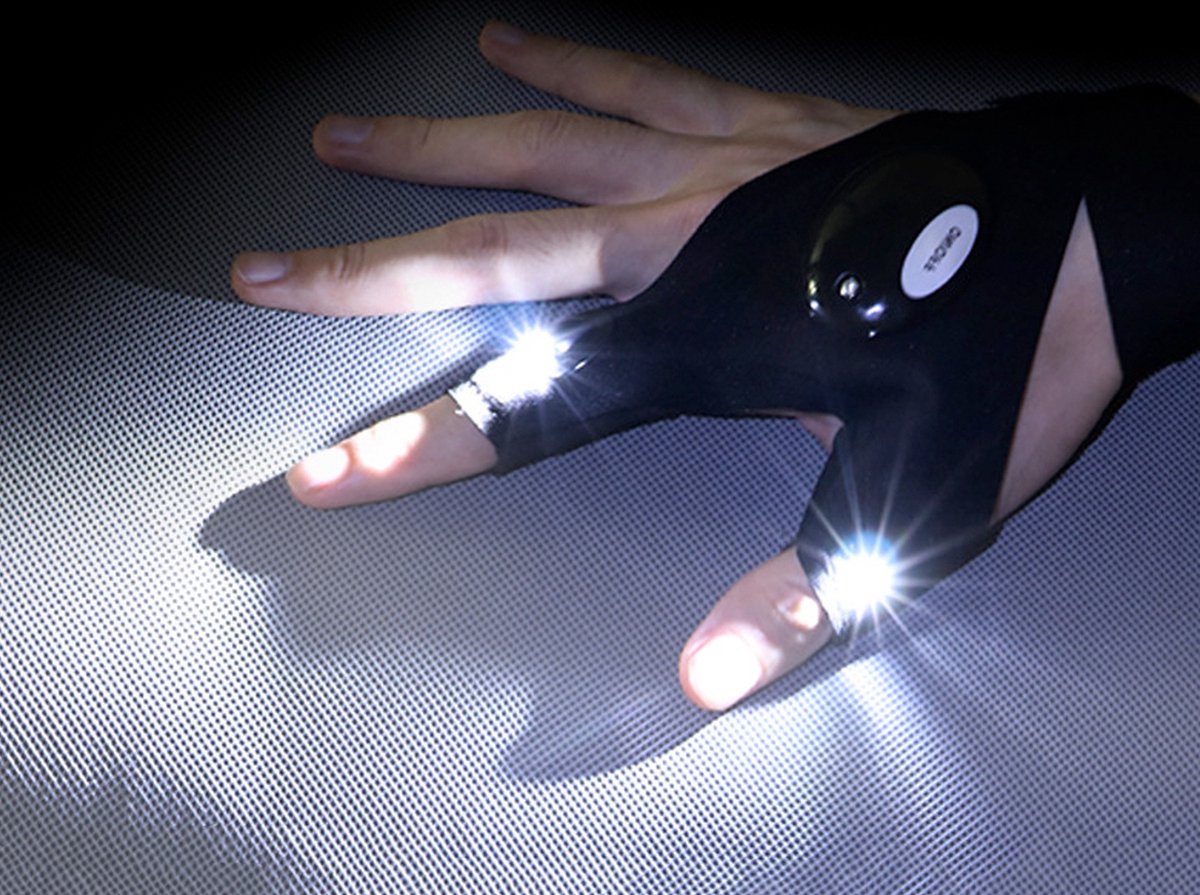 Gants lumières LED couleurs mélangées - lot de 2 pièces noir