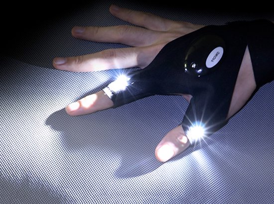 Handschoenen strap zonder vingers - Paar - Lichtgevend LED verlichting - One size - Outdoor - Vingerloze handschoen Links & Rechts cadeau geven