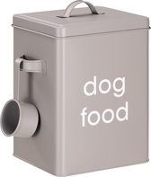 Navaris bewaarblik voor dierenvoer - 6L - Voedselcontainer voor honden - Inclusief maatschep - Grijs