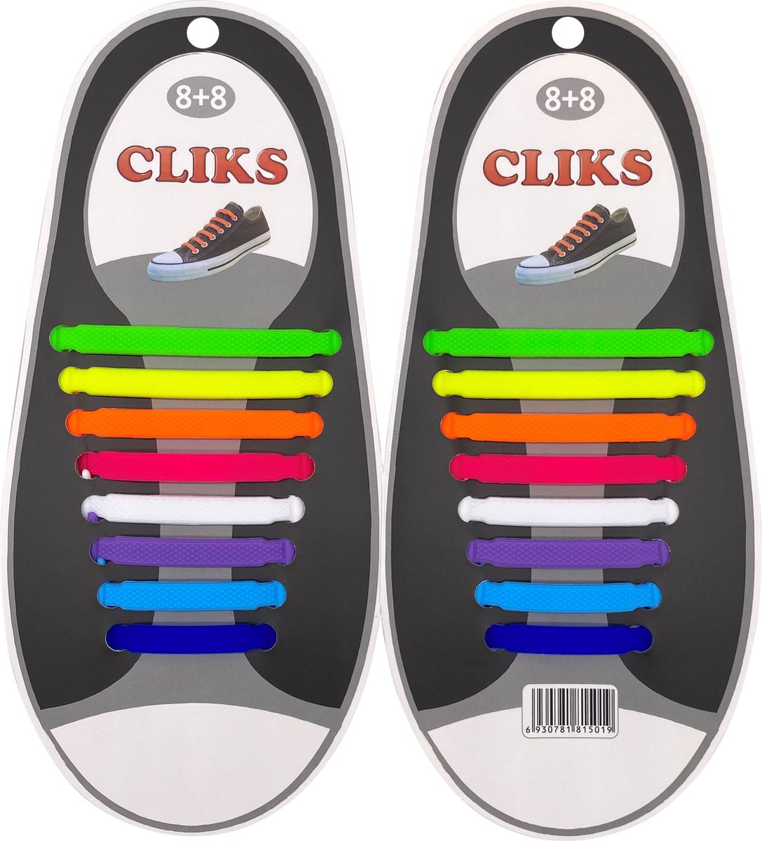 CLIKS elastische veters Multi Color - siliconen veters - kids - volwassenen