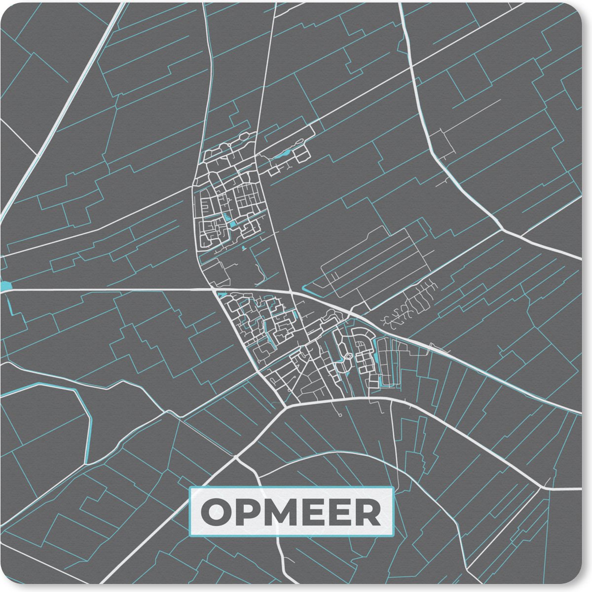Muismat 20x20 cm - Mousepad Plattegrond - Opmeer - Kaart - Stadskaart - Muismatten - Stadskaart