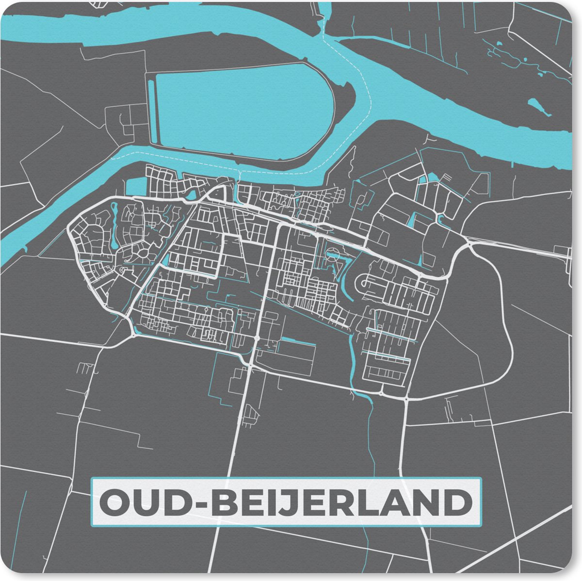 Muismat 30x30 cm - Mousepad Plattegrond - Oud-Beijerland - Stadskaart - Kaart - Muismatten - Stadskaart
