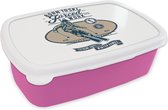 Broodtrommel Roze - Lunchbox - Brooddoos - Skipak - Vintage - Quotes - 18x12x6 cm - Kinderen - Meisje