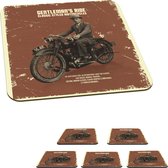 Sous- Sous-verres pour lunettes - Mancave - Moto - Pack - Vintage - 10x10 cm - Sous-verres - 6 pièces
