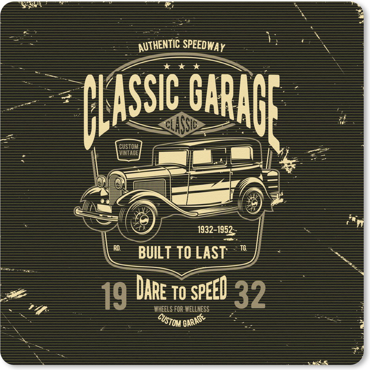 Muismat 30x30 cm - Mousepad Mancave - Auto - Garage - Vintage - Muismatten