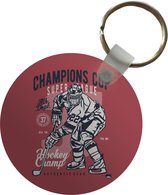 Sleutelhanger - IJshockey - Schaatsen - Vintage - Plastic - Rond - Uitdeelcadeautjes - Vaderdag cadeau - Geschenk - Cadeautje voor hem - Tip - Mannen