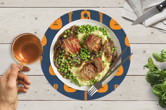 Sets de table ronds - Dessous de verre - Napperons de table ronds - Guitare - Motifs - Musique - 6 pièces